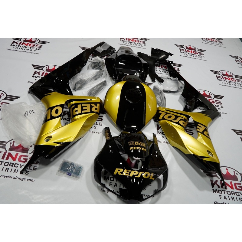 Honda CBR1000RR (2006-2007) Black & Gold Repsol Fairings No Seat Cowl No Bolt Kit No Tank