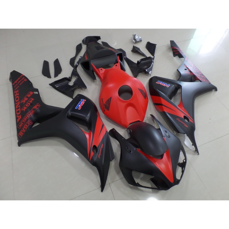 Honda CBR1000RR (2006-2007) Matte Black & Matte Red Fairings No Seat Cowl No Bolt Kit No Tank