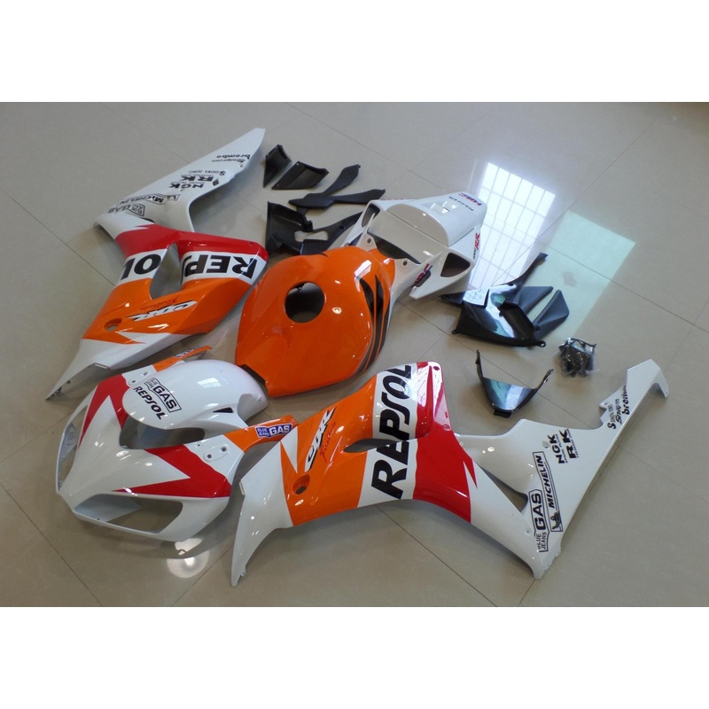 Honda CBR1000RR (2006-2007) White, Orange & Red Repsol Fairings No Seat Cowl No Bolt Kit No Tank