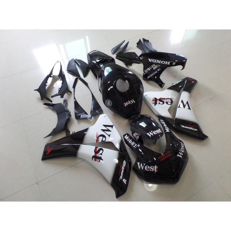 Honda CBR1000RR (2008-2011) Black & White West Race Fairings No Seat Cowl No Bolt Kit No Tank