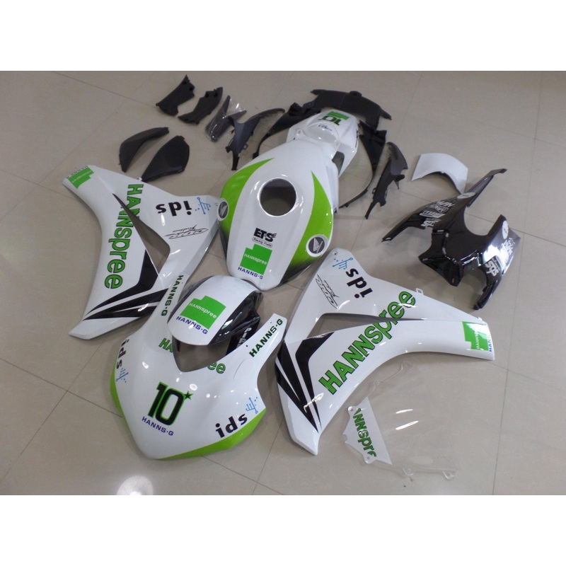 Honda CBR1000RR (2008-2011) White, Green & Black HANNspree Race Fairings No Seat Cowl No Bolt Kit No Tank
