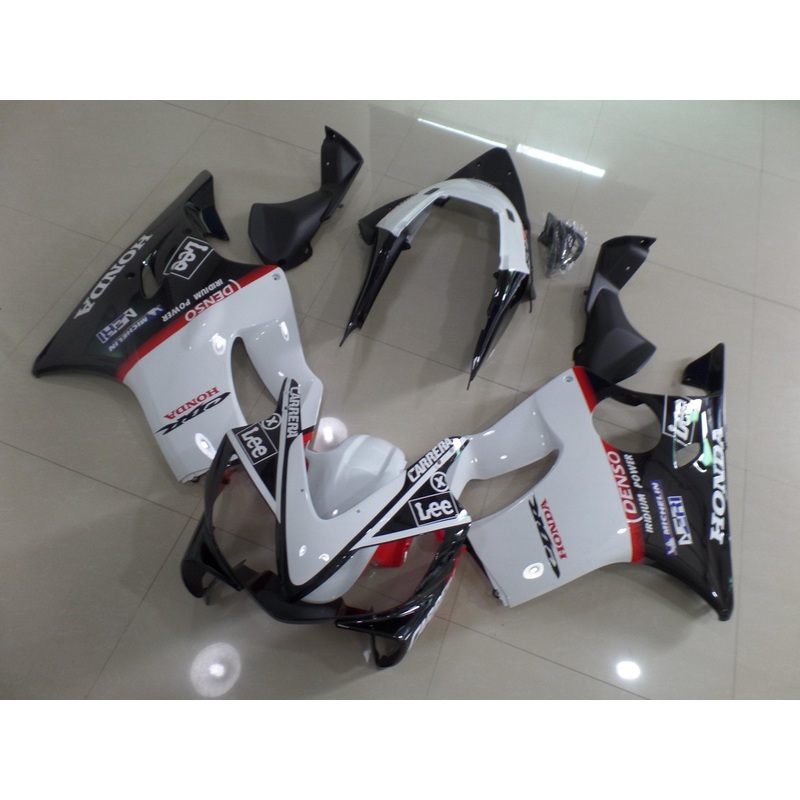 Honda CBR600F4i (2001-2003) White, Black & Red Fairings Clear Windscreen: Free No Bolt Kit No Tank