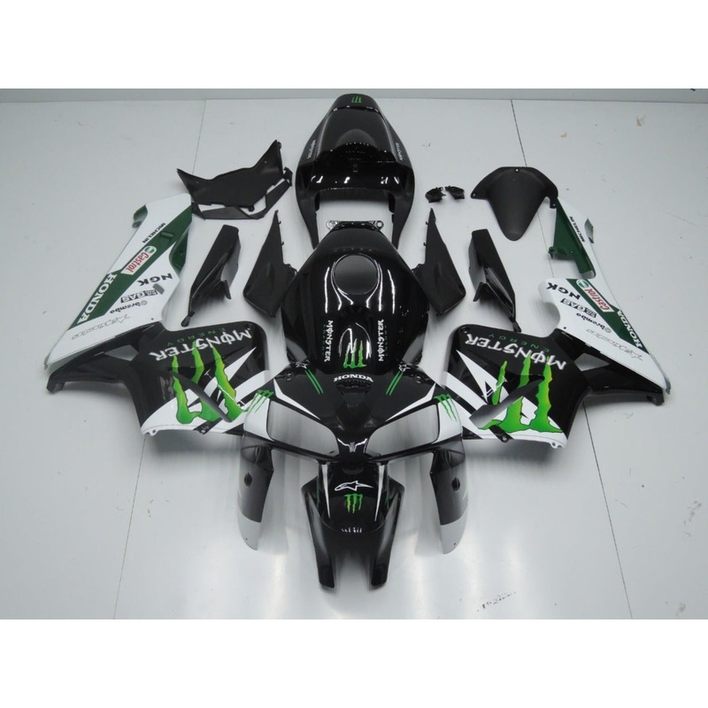 Honda CBR600RR (2005-2006) Black, White & Green Monster Fairings No Seat Cowl No Bolt Kit No Tank