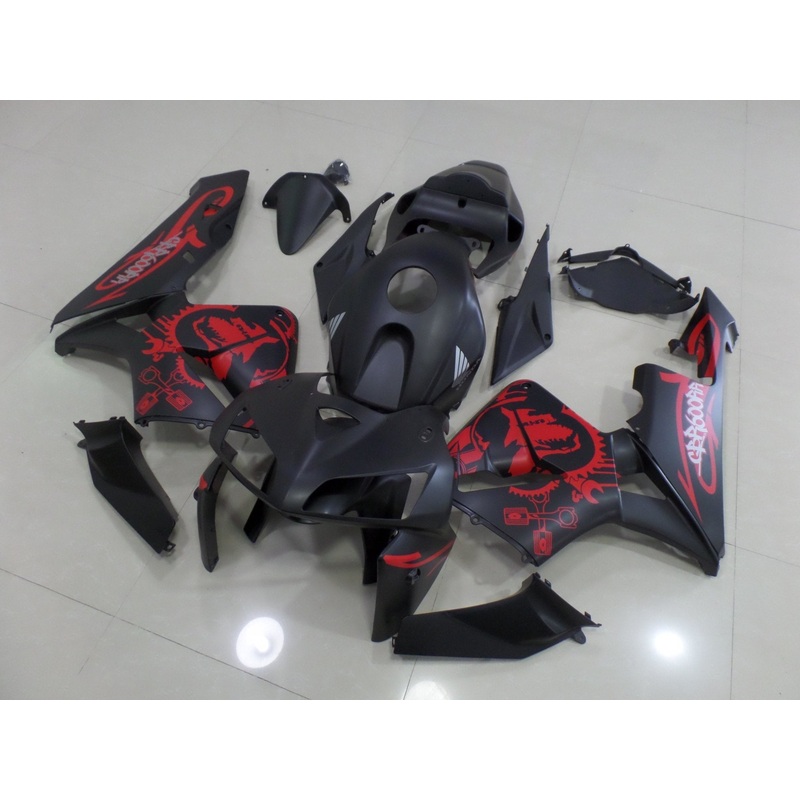 Honda CBR600RR (2005-2006) Matte Black & Matte Red Gear Fairings No Seat Cowl No Bolt Kit No Tank