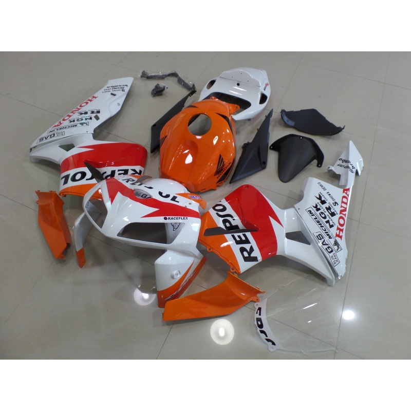 Honda CBR600RR (2005-2006) White & Orange Repsol Fairings No Seat Cowl No Bolt Kit No Tank