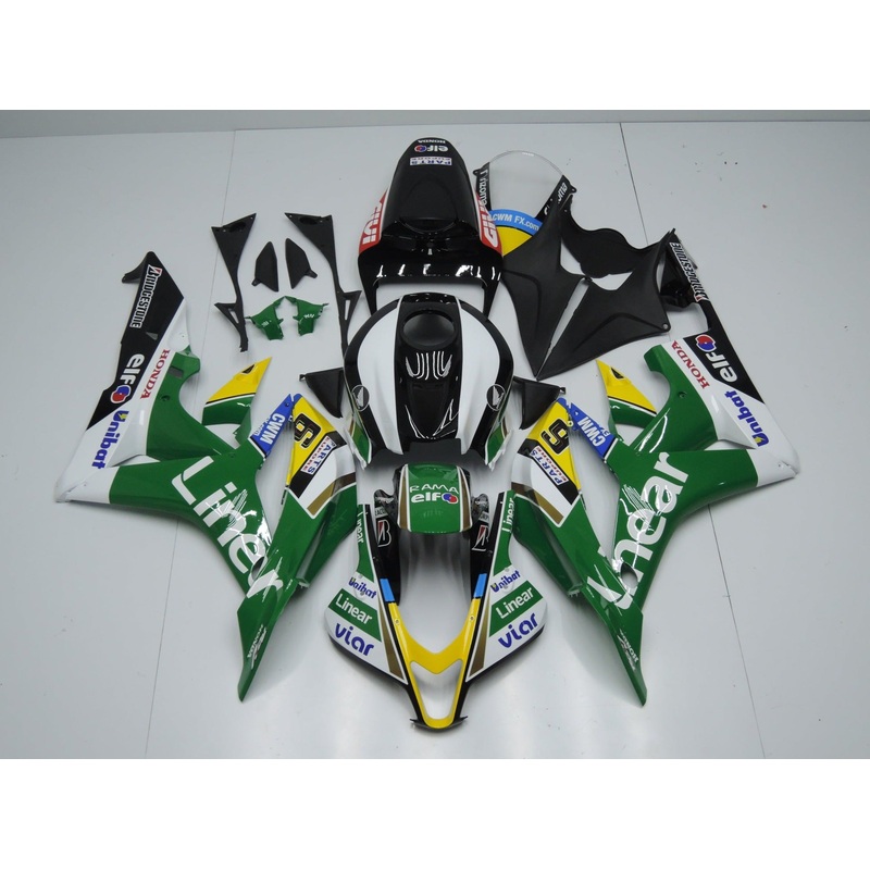 Honda CBR600RR (2007-2008) Green, White, Black & Yellow Linear Fairings No Seat Cowl No Bolt Kit No Tank