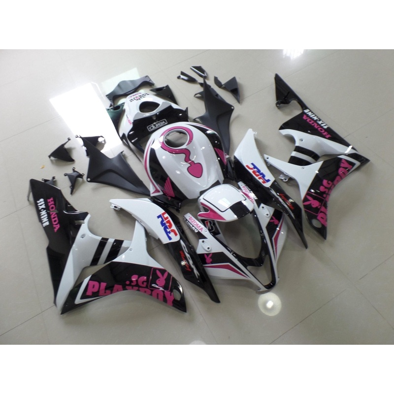 Honda CBR600RR (2007-2008) White, Black & Pink Playboy Fairings No Seat Cowl No Bolt Kit No Tank