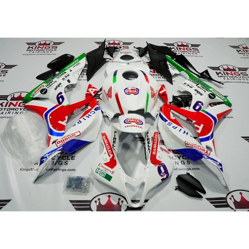 Honda CBR600RR (2007-2008) White, Red, Blue & Green Pata Fairings No Seat Cowl No Bolt Kit No Tank