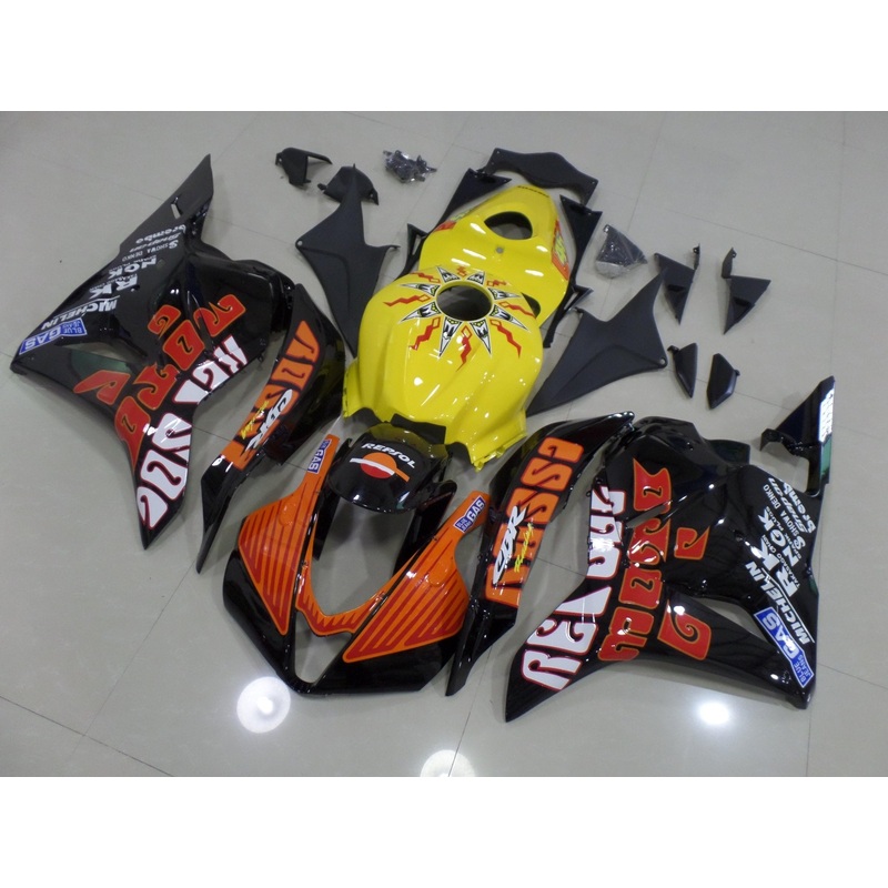 HONDA CBR600RR (2009-2012) Black, Orange, Yellow & Red Rossi Fairings No Seat Cowl No Bolt Kit No Tank