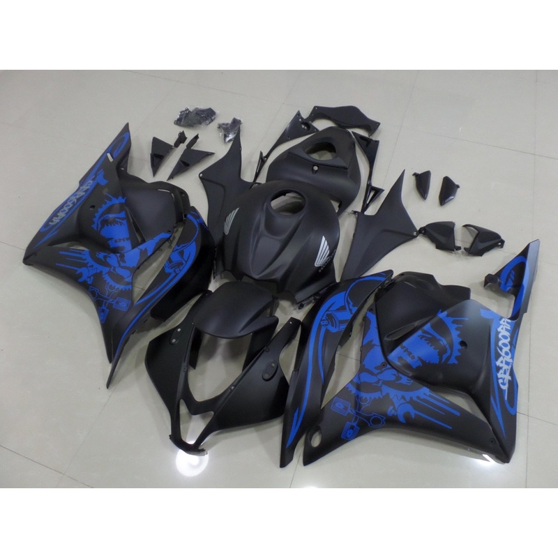 Honda CBR600RR (2009-2012) Matte Black & Blue Graffiti Fairings No Seat Cowl No Bolt Kit No Tank