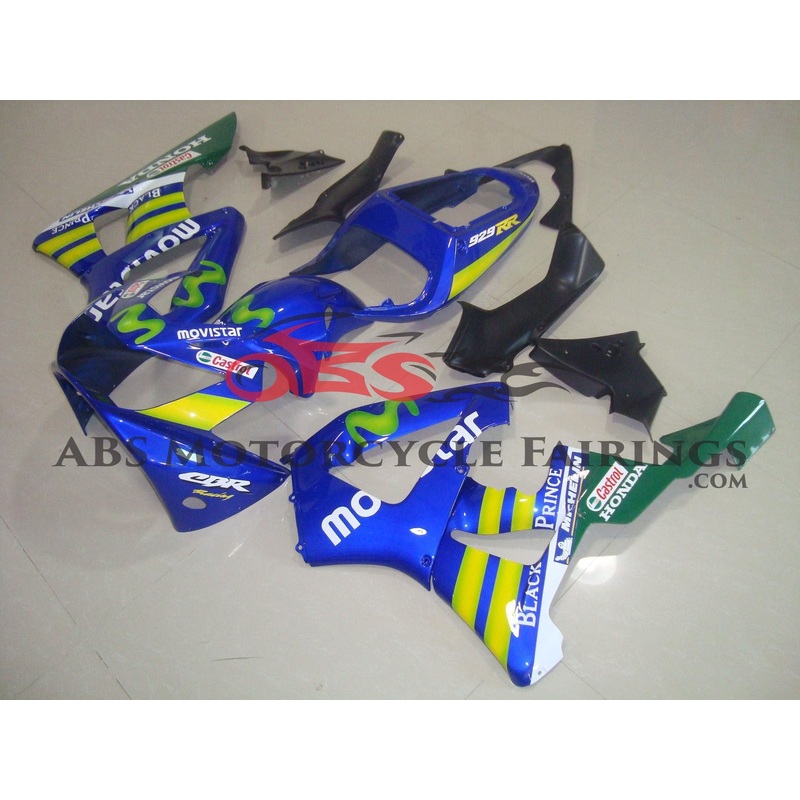Honda CBR900RR 929 (2000-2001) Blue Movistar Fairings Clear Windscreen: Free No Bolt Kit