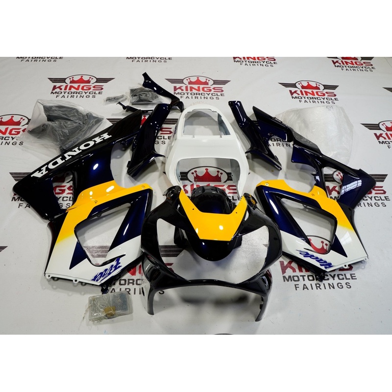Honda CBR900RR 929 (2000-2001) Blue, White, Yellow Fairings Clear Windscreen: Free No Bolt Kit
