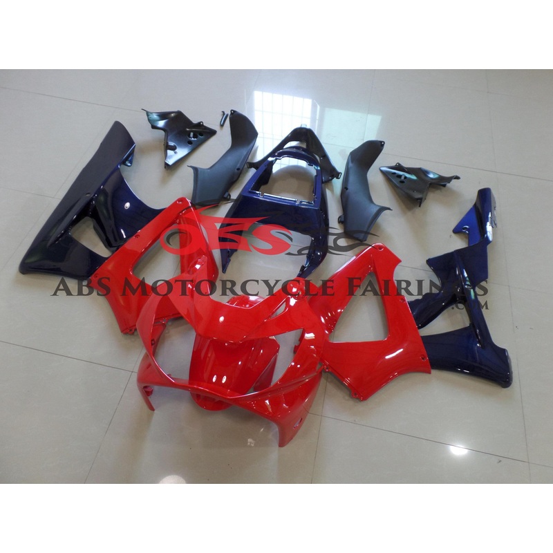 Honda CBR900RR 929 (2000-2001) Red & Dark Blue Fairings Clear Windscreen: Free No Bolt Kit