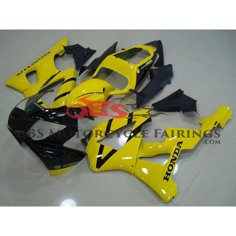 Honda CBR900RR 929 (2000-2001) Yellow & Black Fairings Clear Windscreen: Free No Bolt Kit