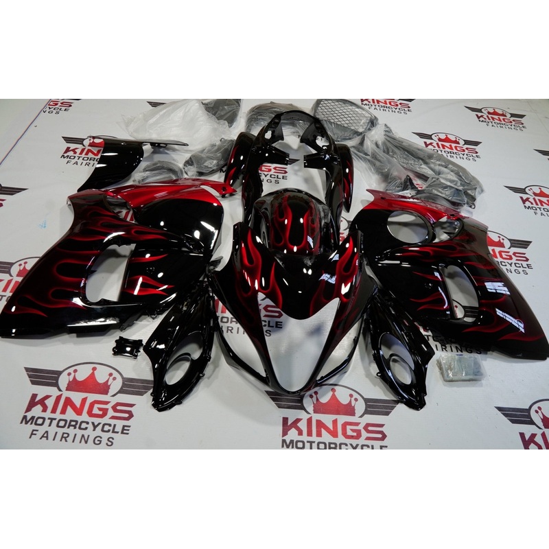 Suzuki GSX1300R Hayabusa (2008-2020) Black, Red Flame Fairings No Seat Cowl No Bolt Kit No Tank