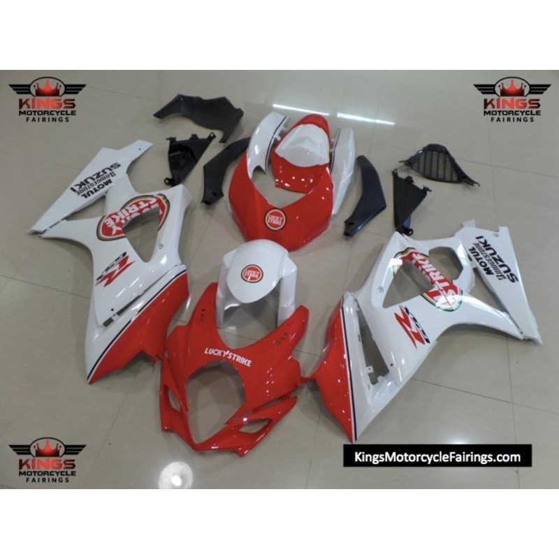 Suzuki GSXR1000 (2007-2008) Red & White Lucky Strike Fairings No Seat Cowl No Bolt Kit No Tank