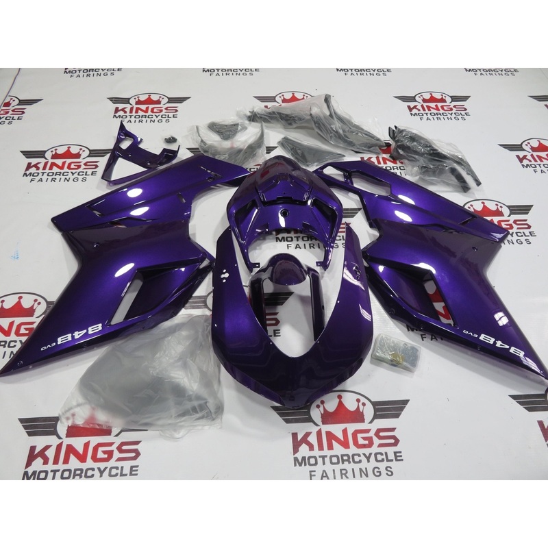 Ducati 848 (2007-2014) Purple Fairings Clear Windscreen: Free No Seat Cowl No Bolt Kit