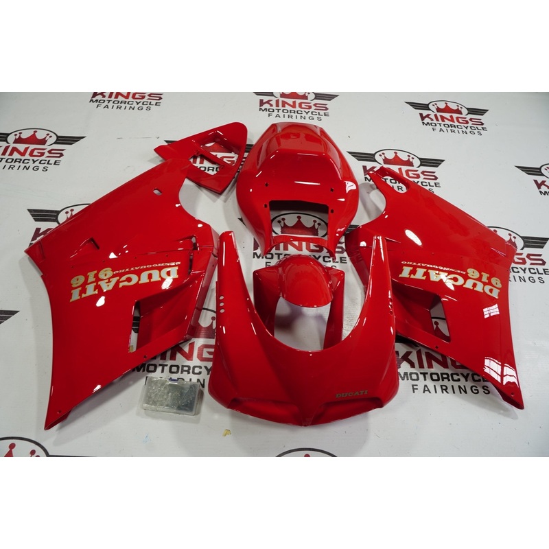 Ducati 916 (1994-1999) Red Fairings Clear Windscreen: Free No Bolt Kit