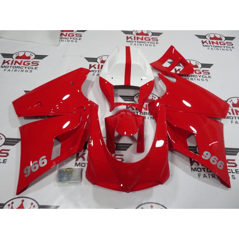 Ducati 996 (1998-2002) Red, White Fairings Clear Windscreen: Free No Bolt Kit