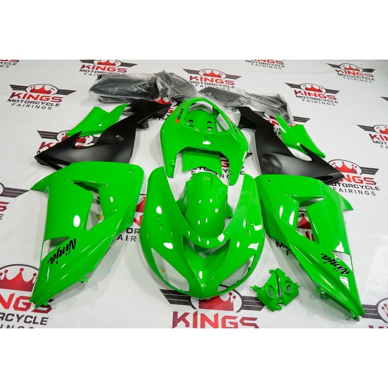 Fairing kit for a Kawasaki Ninja ZX10R (2006-2007) Green, Black Clear Windscreen: Free No Seat Cowl No Bolt Kit
