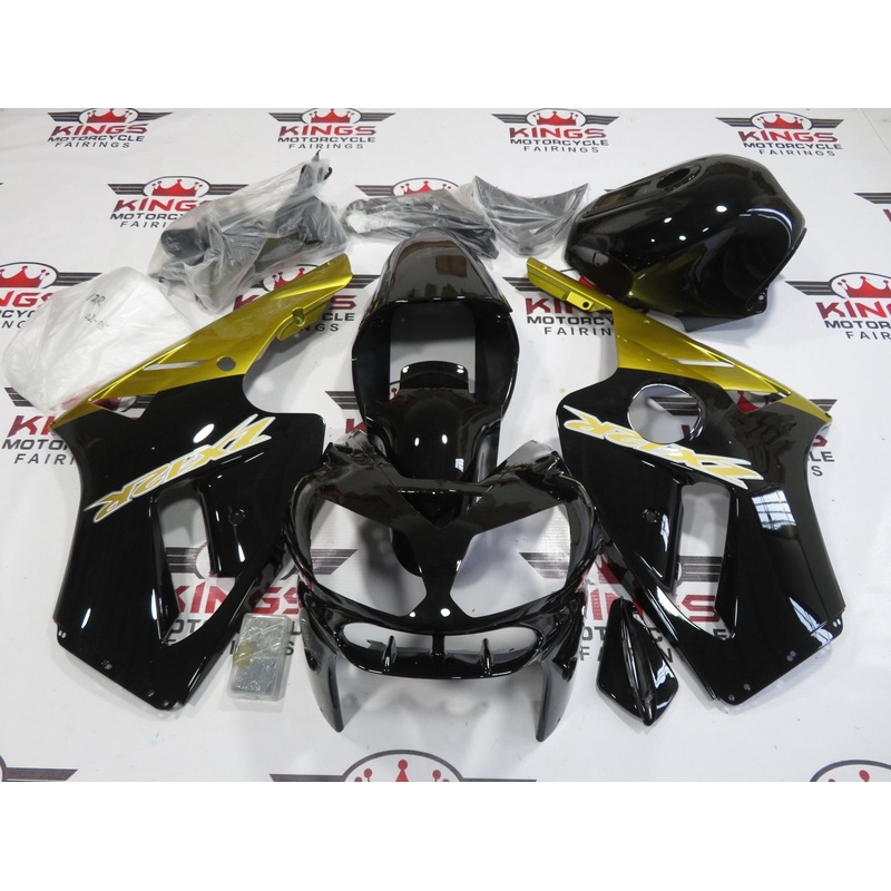 Fairing kit for a Kawasaki Ninja ZX12R (2002-2006) Black, Gold & White No Seat Cowl No Bolt Kit No Tank