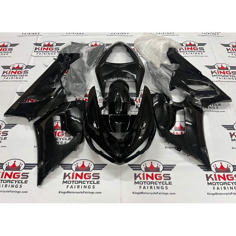 Fairing kit for a Kawasaki Ninja ZX6R 636 (2005-2006) Black Clear Windscreen: Free No Seat Cowl No Bolt Kit