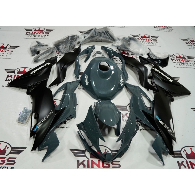 FAIRING KIT FOR A KAWASAKI NINJA ZX6R 636 (2019-2023) DARK NARDO GRAY & MATTE BLACK No Seat Cowl No Bolt Kit No Tank