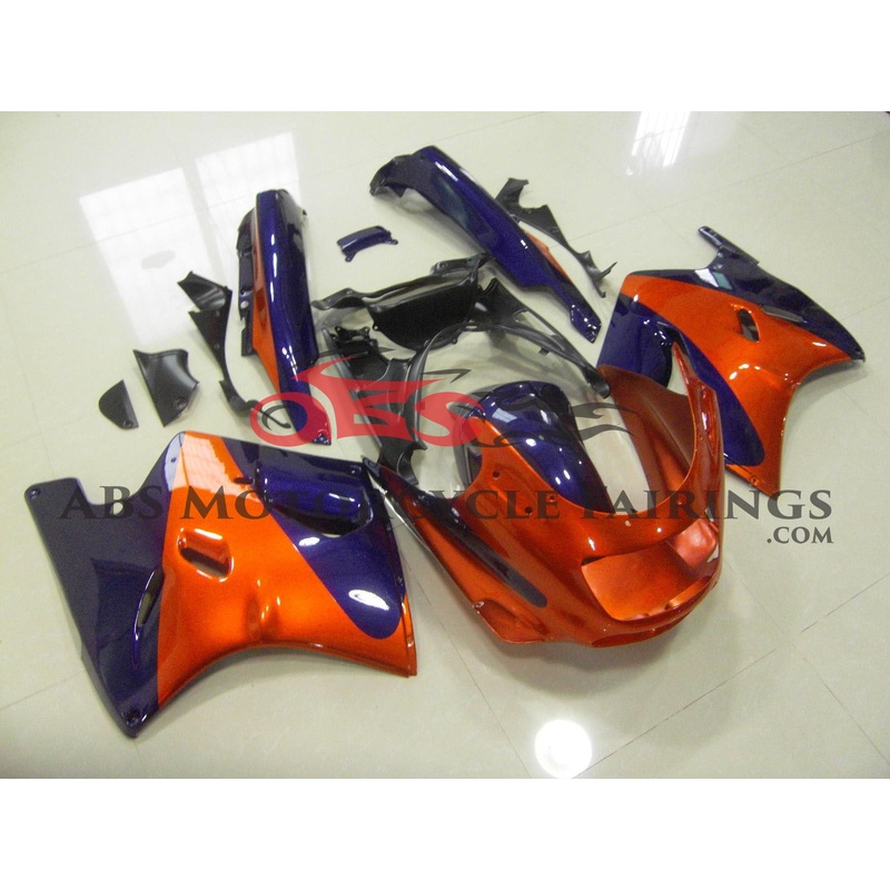 Fairing Kit for a Kawasaki ZX-11 / ZZR1100 C Model (1990-1992) Orange & Purple Clear Windscreen: Free Bolt Kit: No