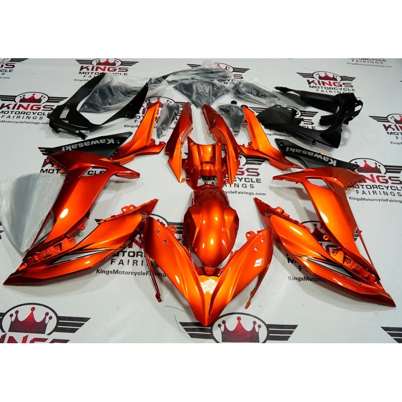 Fairings for Kawasaki Ninja 650 (2017-2019) Orange, Matte Black Clear Windscreen: Free No Bolt Kit No Tank
