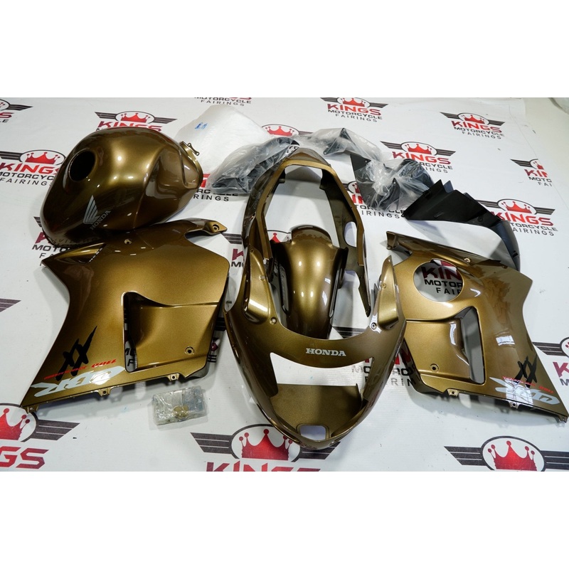 HONDA CBR1100XX Super Blackbird (1996-2007) Dark Gold Fairings Clear Windscreen: Free No Bolt Kit No Tank