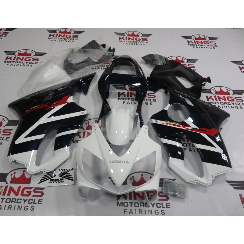 Honda CBR600F4i (2001-2003) White & Black F Sport Fairings Clear Windscreen: Free No Bolt Kit No Tank