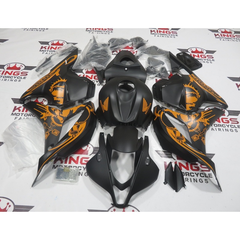 Honda CBR600RR (2009-2012) Matte Black & Orange Graffiti Fairings No Seat Cowl No Bolt Kit No Tank