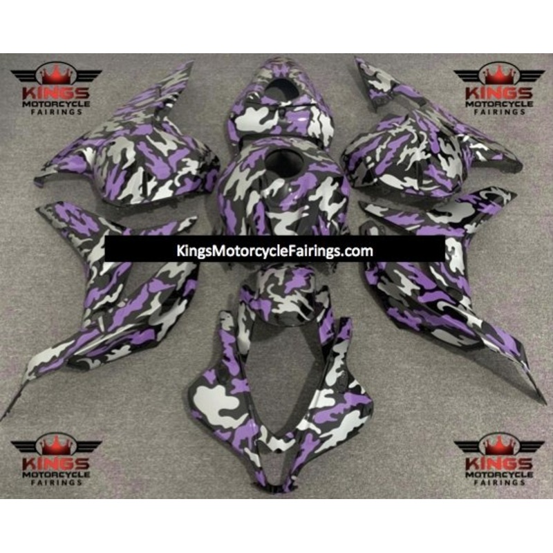 Honda CBR600RR (2009-2012) Purple, Gray & Black Camouflage Fairings No Seat Cowl No Bolt Kit No Tank
