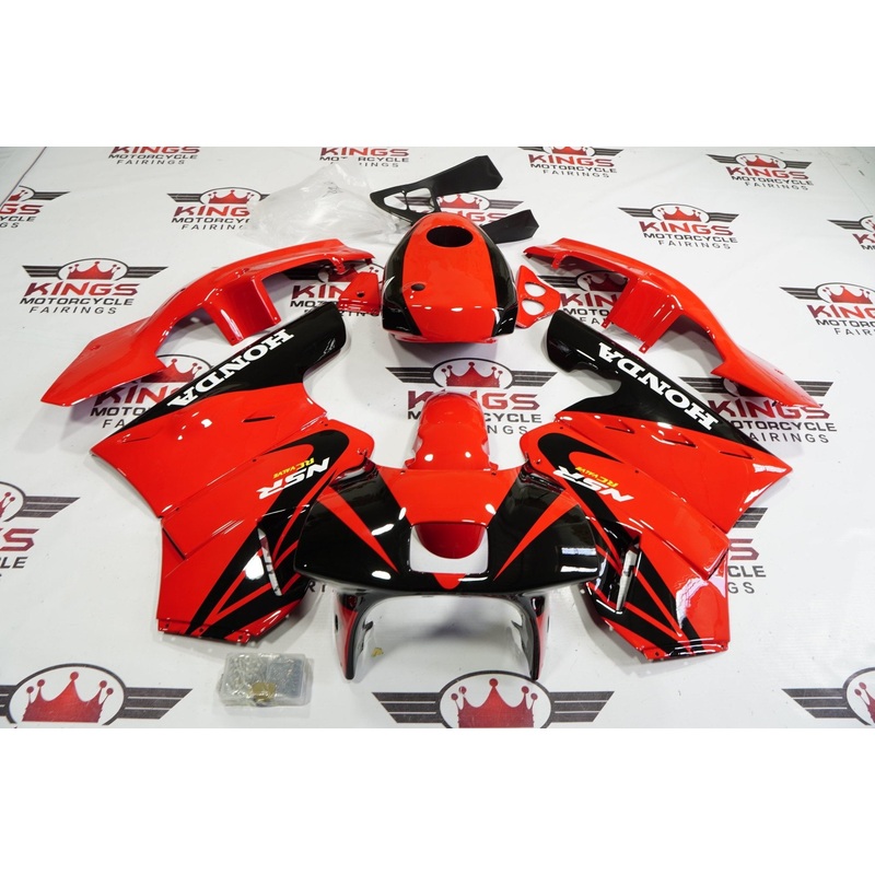 Red & Black 1988 Honda NSR250R MC18 Motorcycle Fairings Red & Black Clear (Injection Mold) Select Bolt Kit