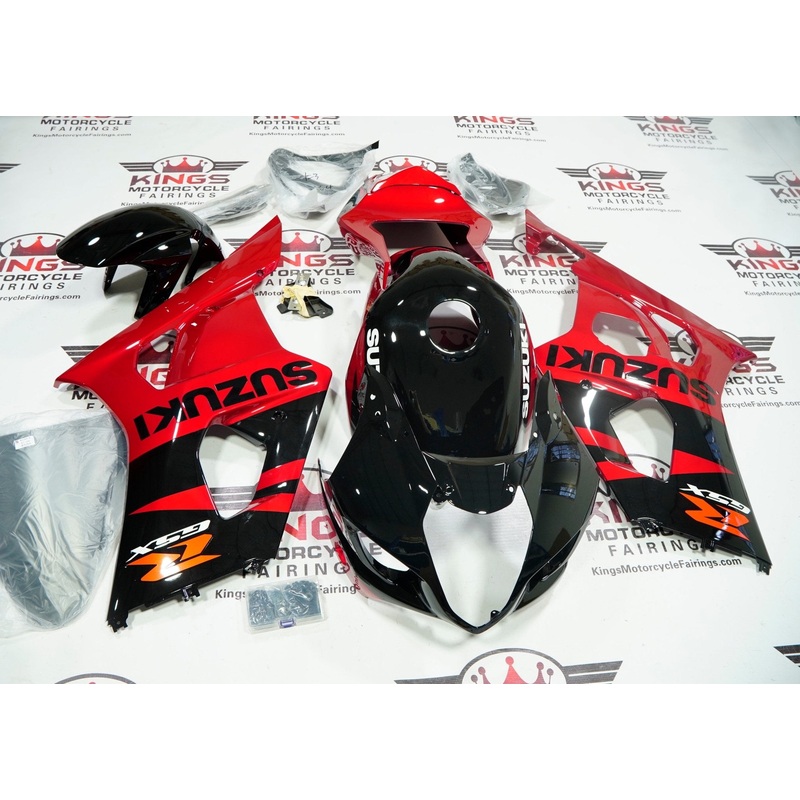 Suzuki GSXR1000 (2003-2004) Black, Candy Apple Red Fairings Clear Windscreen: Free No Seat Cowl No Bolt Kit
