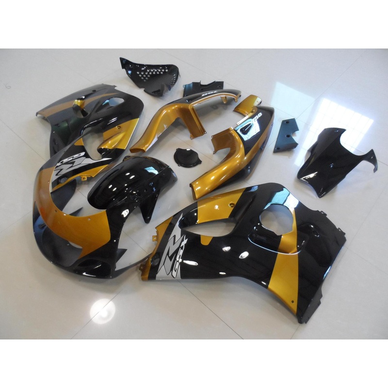 Suzuki GSXR600 (1996-1999) Black & Gold Fairings No Tank Clear Windscreen: Free Bolt Kit: No