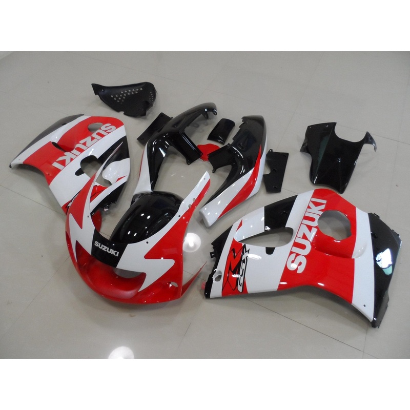 Suzuki GSXR600 (1996-1999) Red, White & Black Fairings No Tank Clear Windscreen: Free Bolt Kit: No