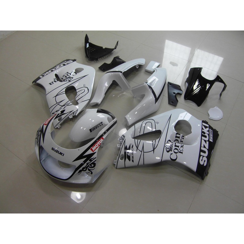 Suzuki GSXR600 (1996-1999) White & Black Corona Fairings No Tank Clear Windscreen: Free Bolt Kit: No