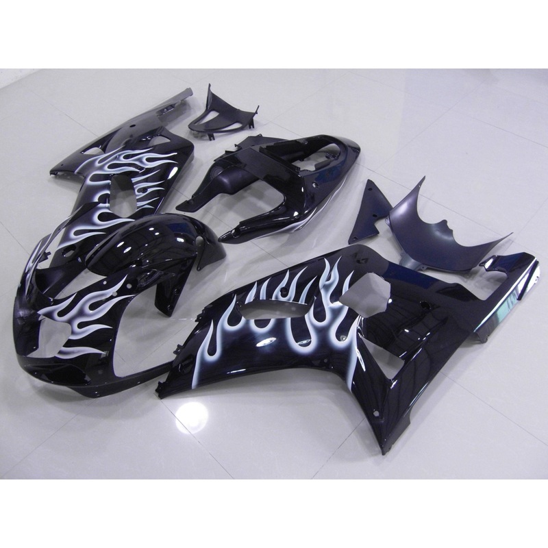 Suzuki GSXR750 (2000-2003) White & Black Flame Fairings No Seat Cowl No Bolt Kit No Tank