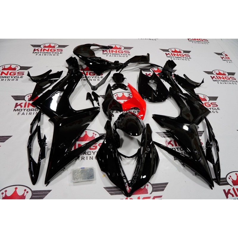 Triumph Daytona 675 (2013-2016) Black & Red Fairings Clear Windscreen: Free No Bolt Kit