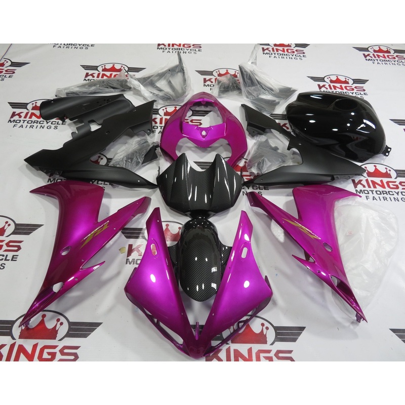 Yamaha YZF-R1 (2004-2006) Pink, Faux Carbon Fiber, Black & Matte Black Fairings No Seat Cowl No Bolt Kit No Tank