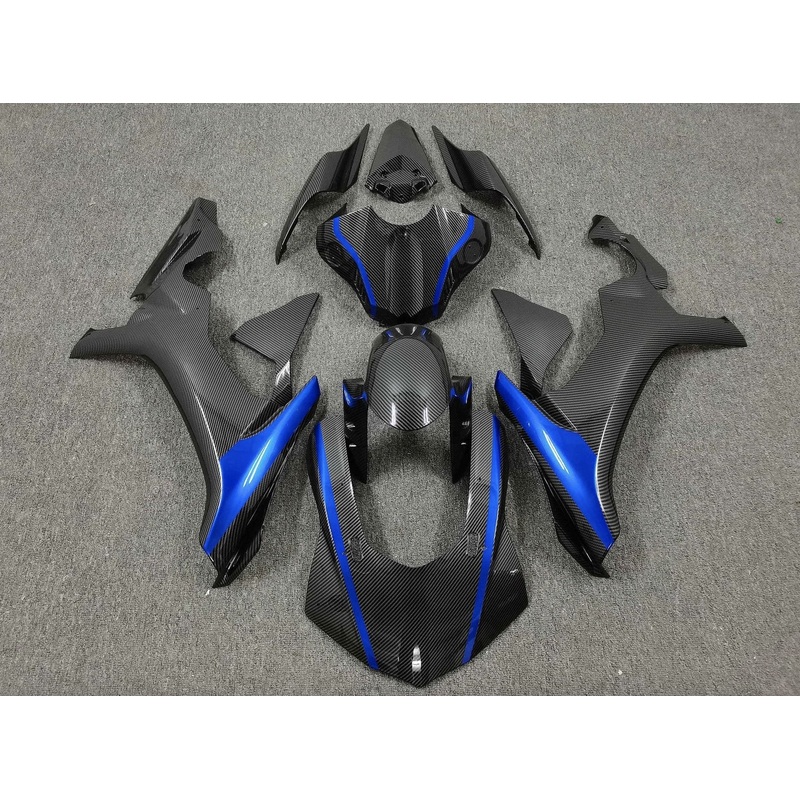 Yamaha YZF-R1 (2015-2019) Faux Carbon Fiber & Blue Fairings No Seat Cowl No Bolt Kit No Tank
