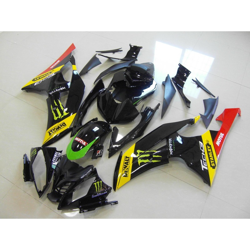Yamaha YZF-R6 (2008-2016) Black, Yellow, Red & Green Monster Fairings No Seat Cowl No Bolt Kit No Tank