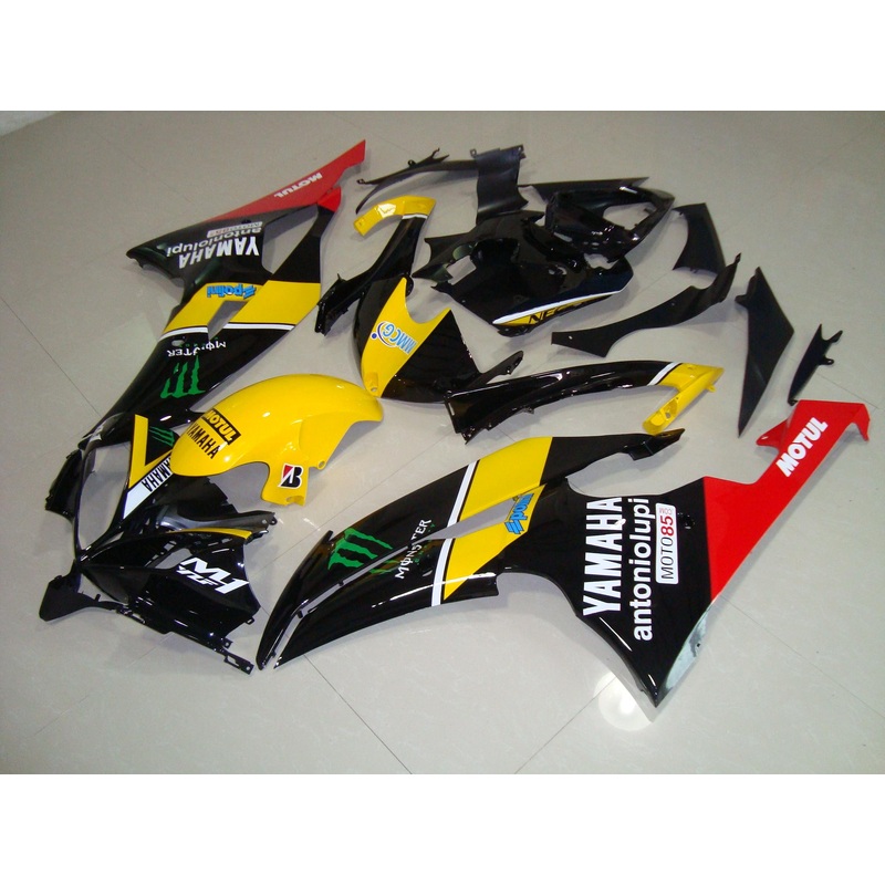 Yamaha YZF-R6 (2008-2016) Black, Yellow, Red & White Monster Fairings No Seat Cowl No Bolt Kit No Tank
