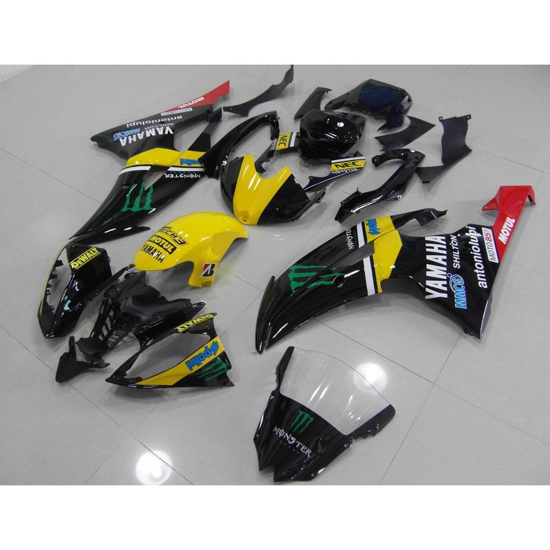 Yamaha YZF-R6 (2008-2016) Black, Yellow, White & Red Monster Fairings No Seat Cowl No Bolt Kit No Tank