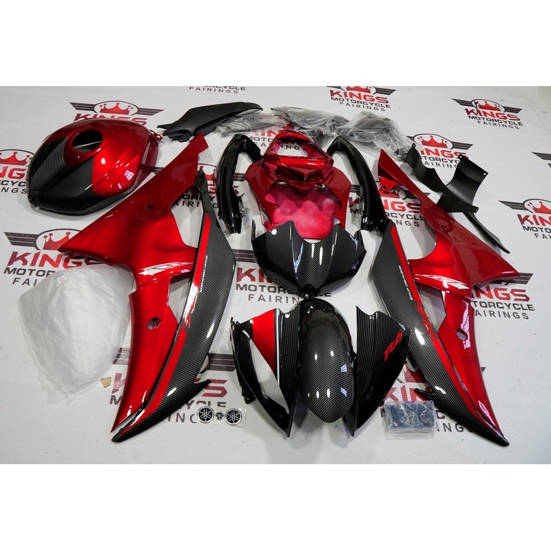 Yamaha YZF-R6 (2008-2016) Faux Carbon Fiber, Candy Red Fairings No Seat Cowl No Bolt Kit No Tank