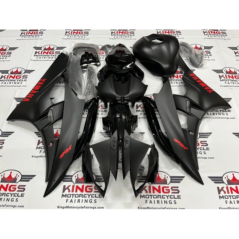 Yamaha YZF-R6 (2008-2016) Matte Black, Gloss Black & Red Fairings No Seat Cowl No Bolt Kit No Tank