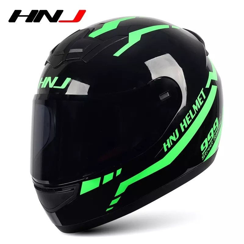 Black & Green Warrior 999 HNJ Motorcycle Helmet Black Visor Small (S)= 50-53 CM’s