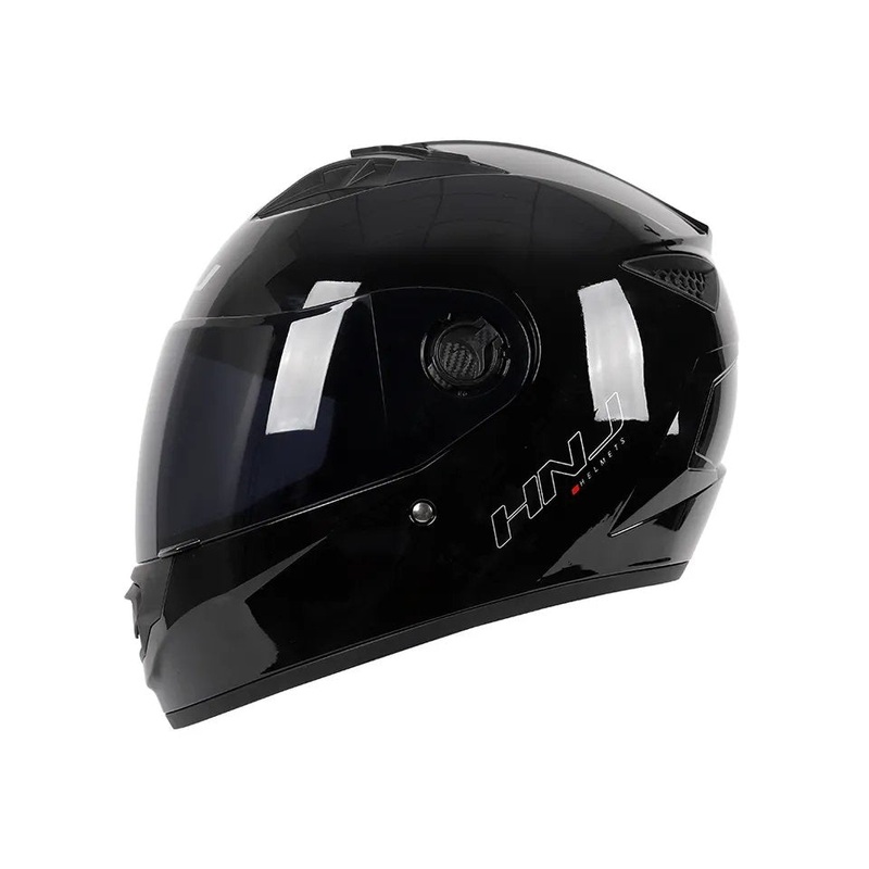 Black HNJ Motorcycle Helmet with Black Visor Clear Visor