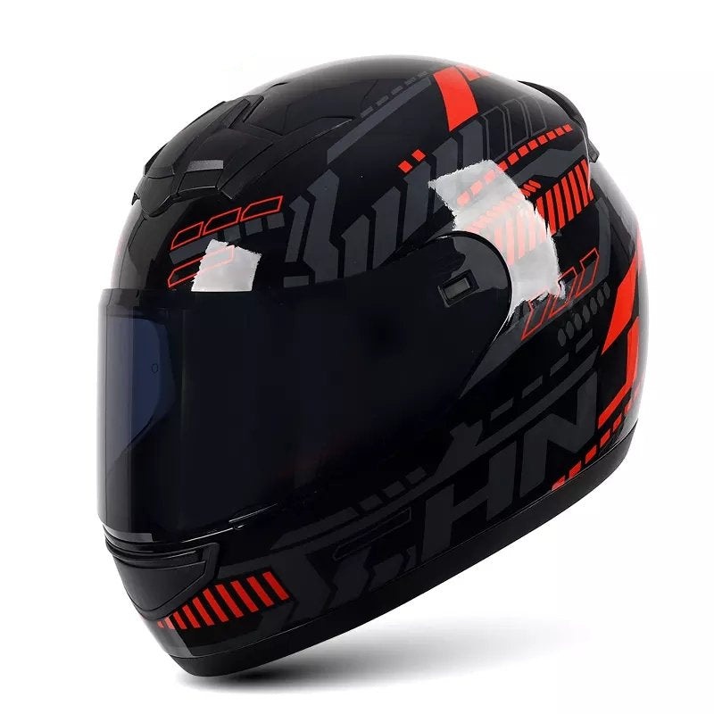 Black, Red, Gray Pulse HNJ Motorcycle Helmet with Black Visor Black Visor Small (S)= 50-53 CM’s